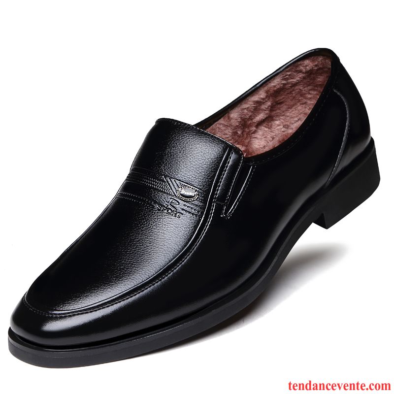 Achat De Derbies En Ligne Chauds Plus De Velours Chaussures En Coton Homme Cuir Véritable Hiver Entreprise Pas Cher