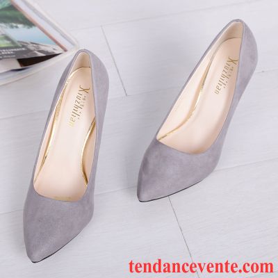 Achat Escarpins Femme Talons Minces Pointe Pointue Derbies Femme Noir Tous Les Assortis Suède Chaussures De Mariage Professionnel Mode Beige