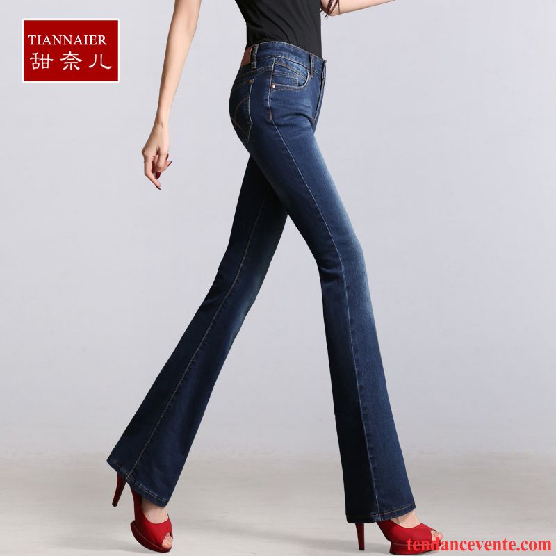 Acheter Jeans Pas Cher Plus De Velours Forme Haute Cintrée Pantalon Graisse Femme Taillissime Hiver Noir Jean Évasé Légèrement Pas Cher