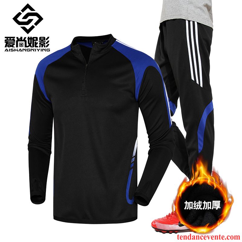 Acheter Une Sweatshirts Homme Deux-pièces Sport Renforcé Fantaisie Homme Plus De Velours Séchage Rapide Femme L'automne Aptitude Sweatshirt Hiver Ensemble Longues Azur