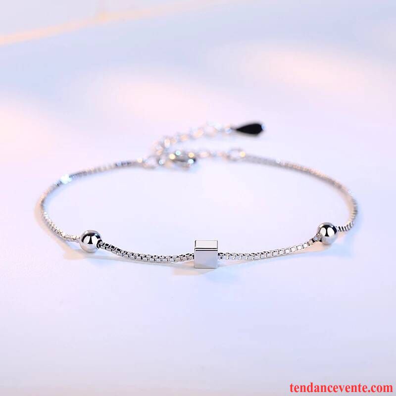 Bijoux En Argent Femme Bracelet Simple Cadeau D'anniversaire Mode Accessoires Été Blanc Argent