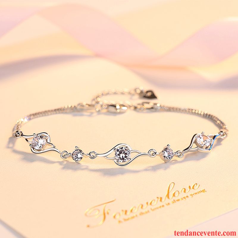 Bijoux En Argent Femme Bracelet Simple Cadeau D'anniversaire Mode Accessoires Été Blanc Argent