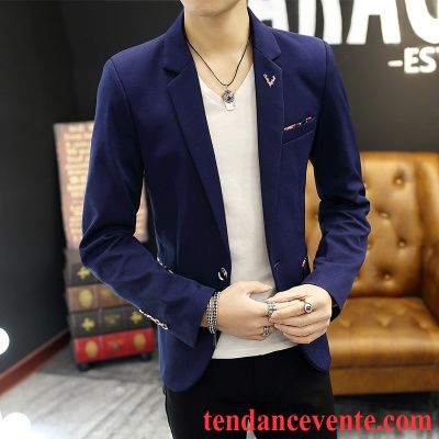 Blazer Avec Manche En Cuir Homme Cravate Une Veste Tendance Slim Pardessus Printemps Noir Homme Décontractée