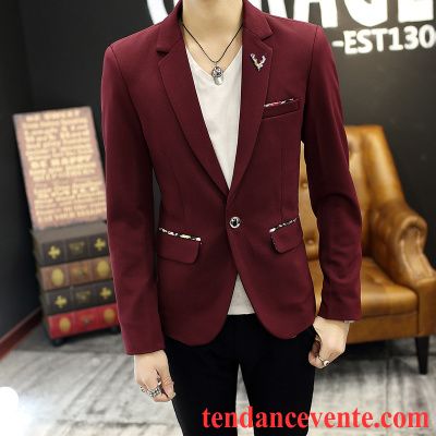 Blazer Avec Manche En Cuir Homme Cravate Une Veste Tendance Slim Pardessus Printemps Noir Homme Décontractée