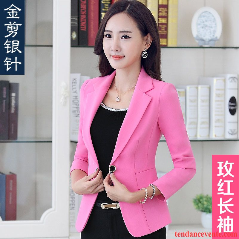 Blazer Blanche Courte Pardessus Court Taillissime Femme Décontractée L'automne Blazer Professionnel Longues Hiver Dame Bleu