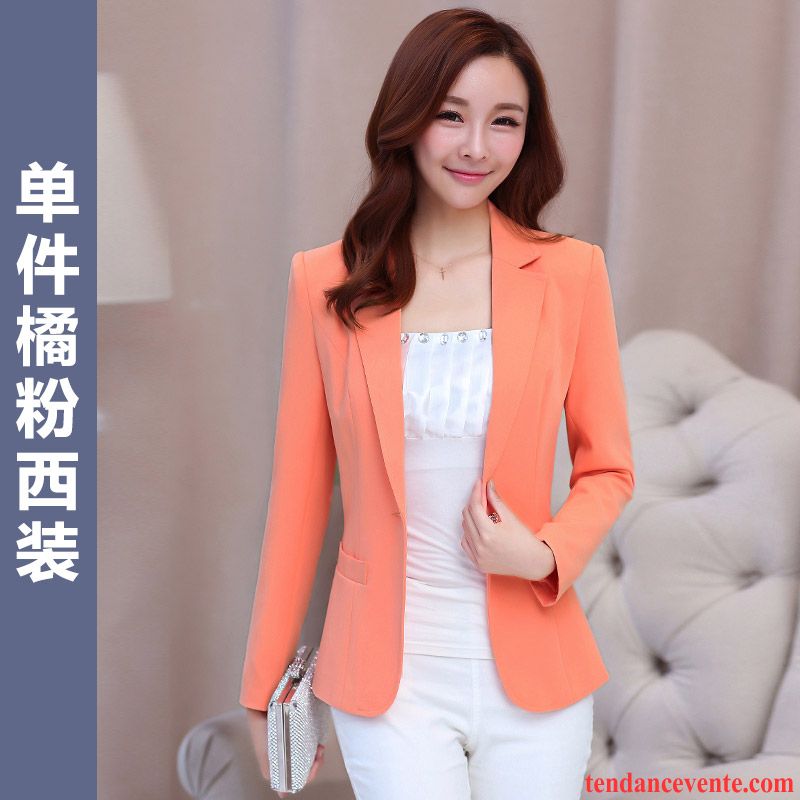 Blazer Cintré Femme Slim Pardessus Longues Blazer Hiver L'automne Femme Décontractée Professionnel Tempérament Bisque