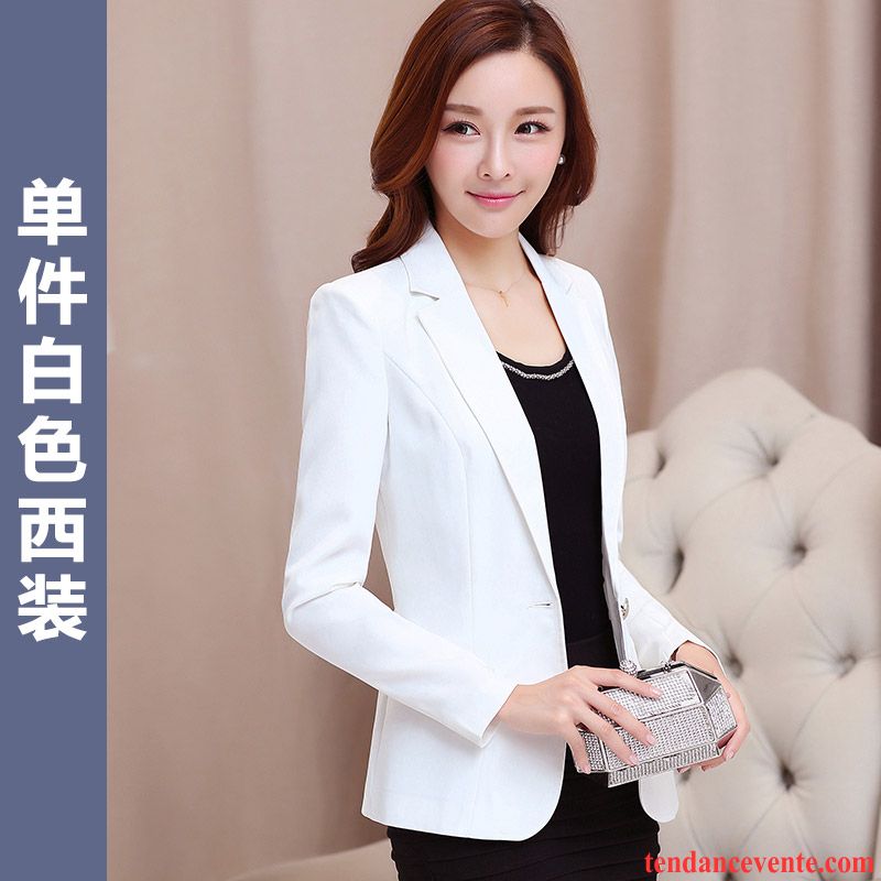 Blazer Cintré Femme Slim Pardessus Longues Blazer Hiver L'automne Femme Décontractée Professionnel Tempérament Bisque