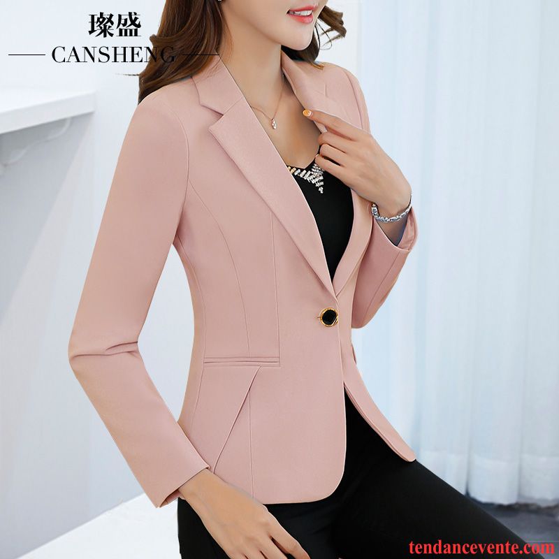 Blazer Cintrée Femme Noire Blanc Femme Tendance L'automne Slim Une Veste Printemps Pardessus Blazer Tempérament Court Dame Longues Chameau Pas Cher