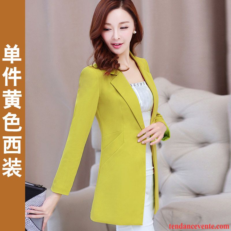 Blazer Colorée Femme Été Court L'automne Femme Blazer Pardessus Longues Slim Professionnel Tempérament Hiver Décontractée