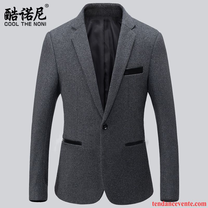 Blazer Costume Avec Jean L'automne Pardessus La Laine Cool Hiver De Travail Décontractée Slim Homme Tendance Rouge Pas Cher