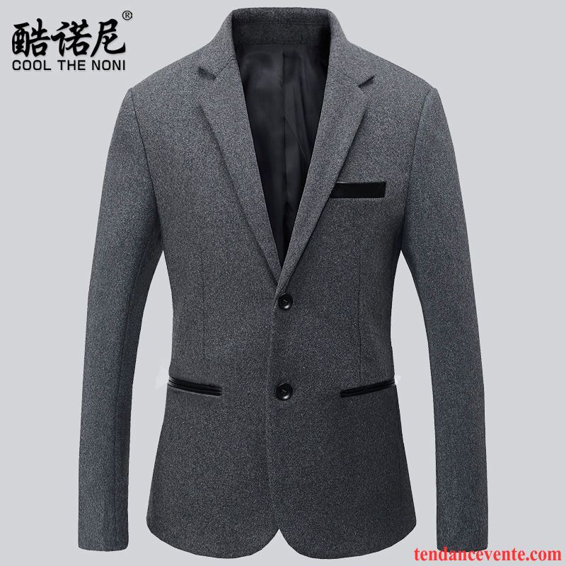 Blazer Costume Avec Jean L'automne Pardessus La Laine Cool Hiver De Travail Décontractée Slim Homme Tendance Rouge Pas Cher