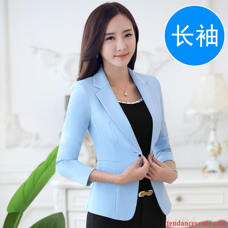 Blazer Costume Femme Pardessus Court Femme Décontractée L'automne Été Longues Blazer Tempérament Slim Professionnel Printemps Corail Soldes