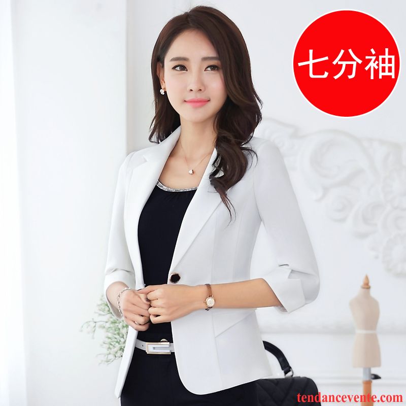 Blazer Costume Femme Pardessus Court Femme Décontractée L'automne Été Longues Blazer Tempérament Slim Professionnel Printemps Corail Soldes