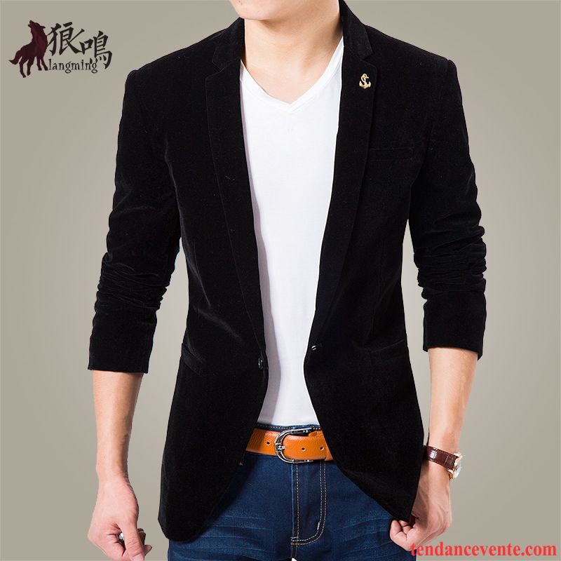 Blazer Costume Homme Robe Homme Costume Or Slim L'automne Loup Pardessus Hiver