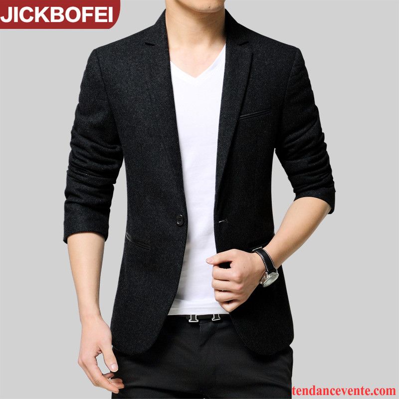 Blazer Costume Pas Cher Slim De Travail Costume Pardessus Homme La Laine Décontractée Blanc