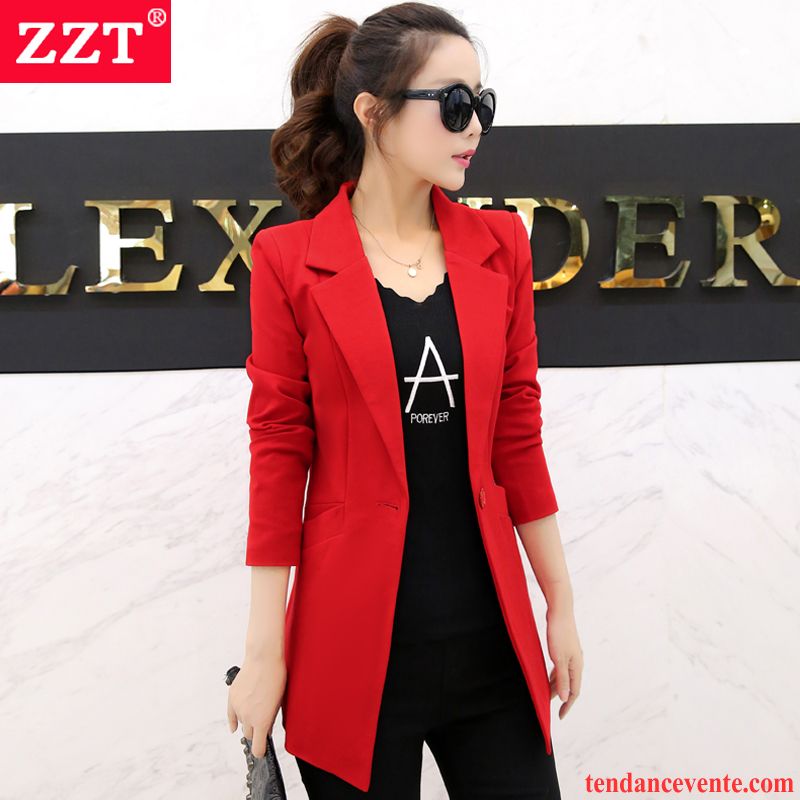 Blazer Courte Jean Femme Pardessus Slim Longue Décontractée Femme Blazer L'automne Taillissime Longues Crème Pas Cher