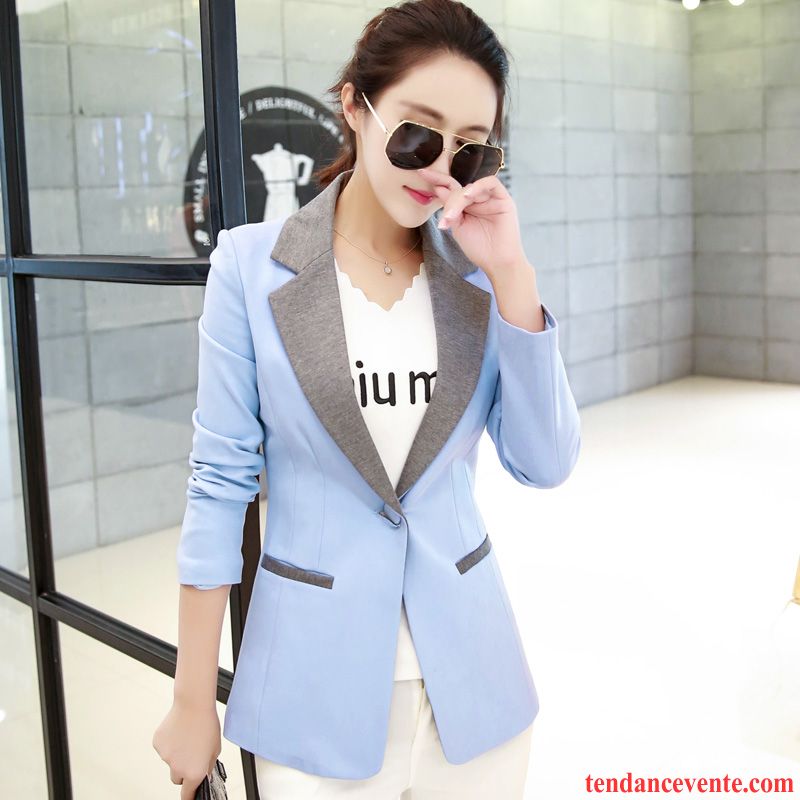 Blazer Courtes Femme L'automne Pardessus Slim Blazer Printemps Tous Les Assortis Dame Une Veste Taillissime Longues Mince