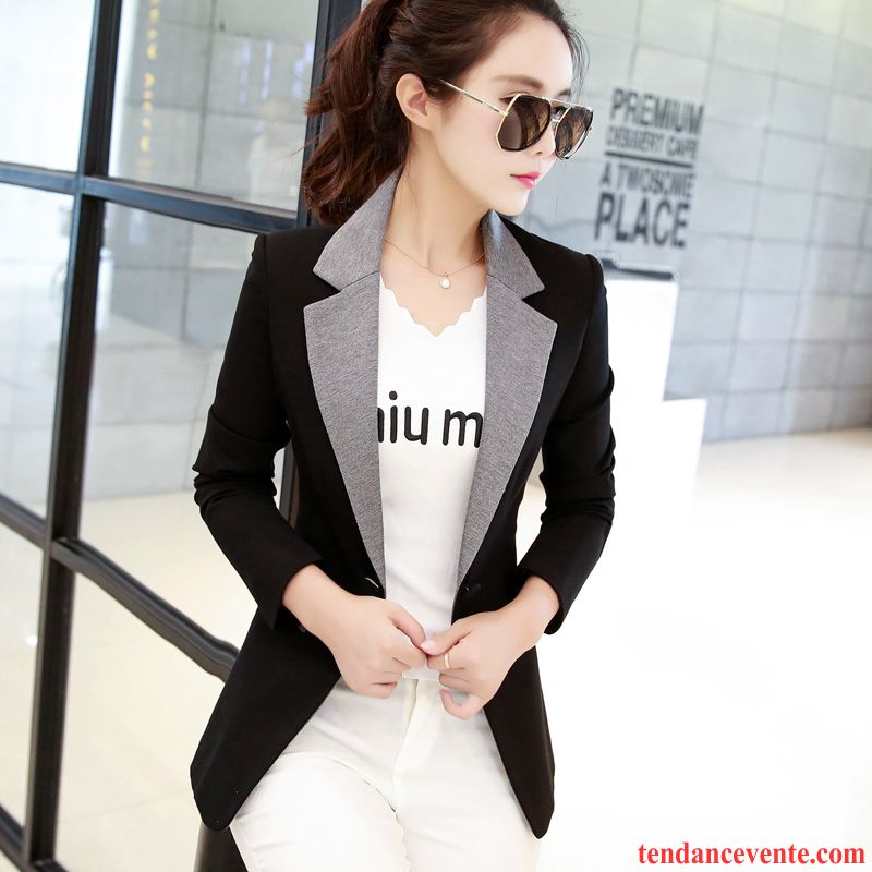 Blazer Courtes Femme L'automne Pardessus Slim Blazer Printemps Tous Les Assortis Dame Une Veste Taillissime Longues Mince