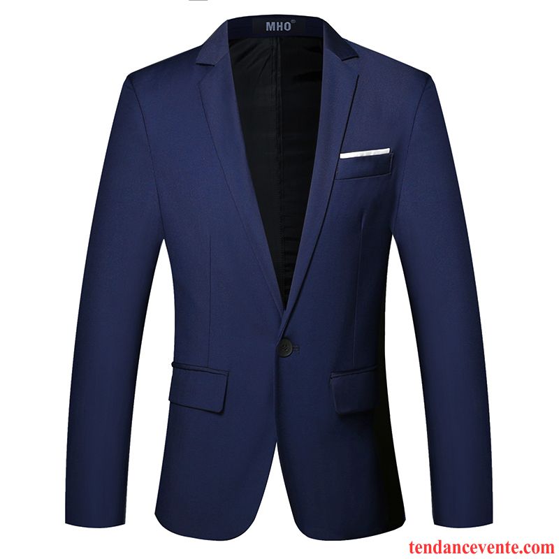 Blazer D Été Homme Étudiant Slim Jeunesse Pardessus Hiver Une Veste Tendance Décontractée Homme Bleu L'automne La Mode Costume Ambre Pas Cher