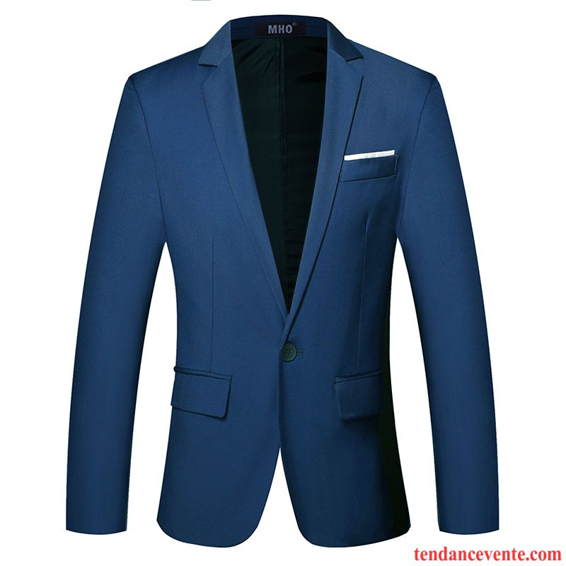 Blazer D Été Homme Étudiant Slim Jeunesse Pardessus Hiver Une Veste Tendance Décontractée Homme Bleu L'automne La Mode Costume Ambre Pas Cher