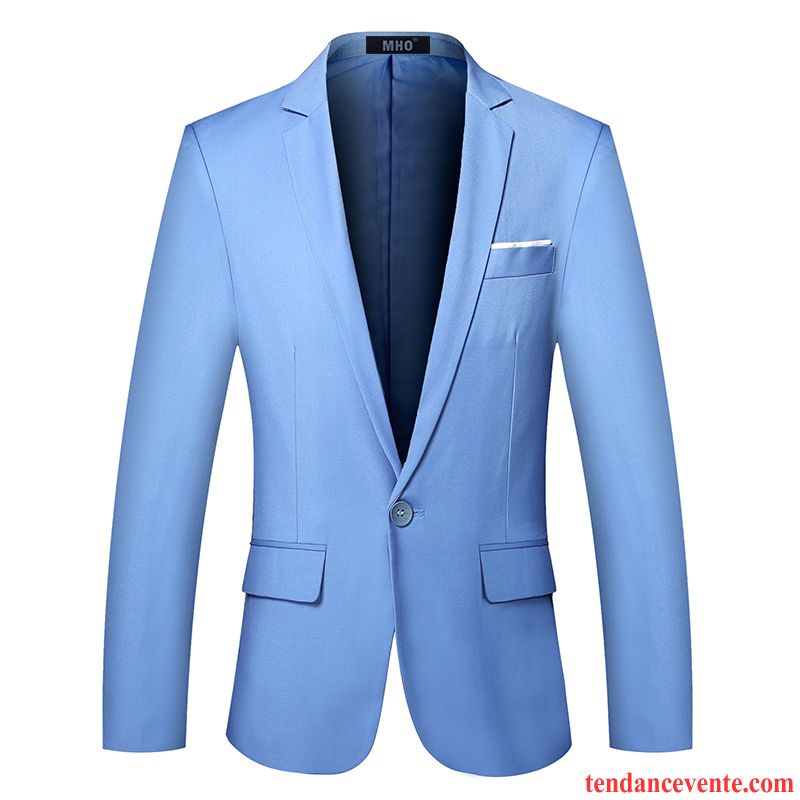 Blazer D Été Homme Étudiant Slim Jeunesse Pardessus Hiver Une Veste Tendance Décontractée Homme Bleu L'automne La Mode Costume Ambre Pas Cher