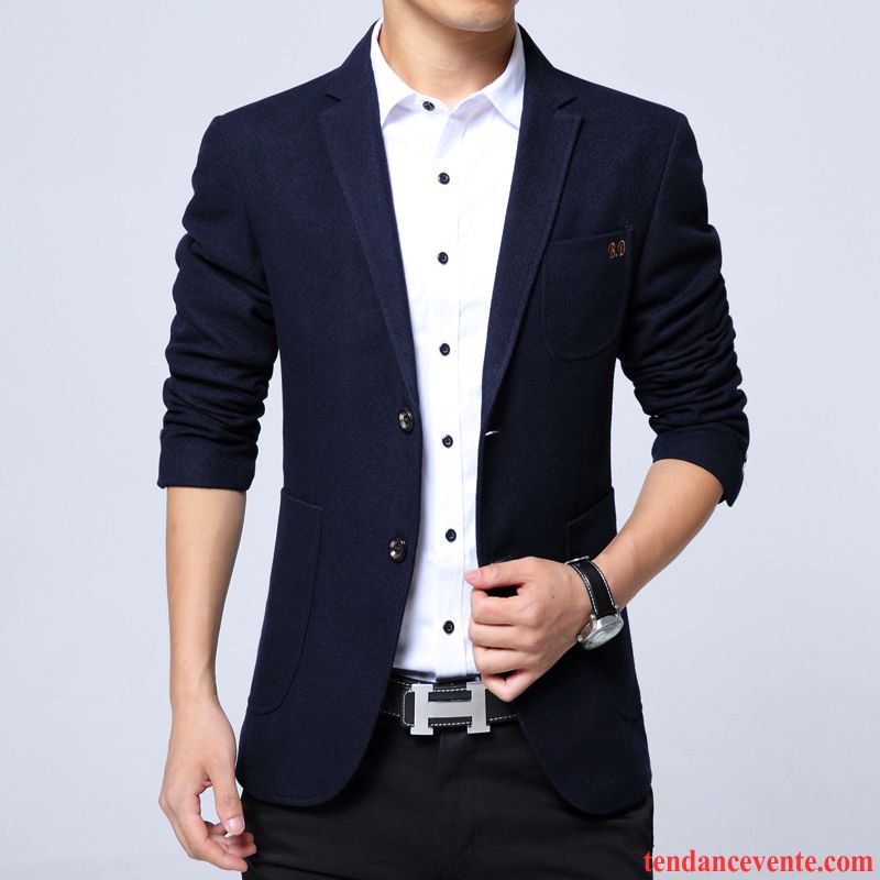 Blazer Doudoune Homme Hiver Jeunesse L'automne Pardessus Slim Costume Britanique Tendance Homme Une Veste Décontractée Lilas Pas Cher