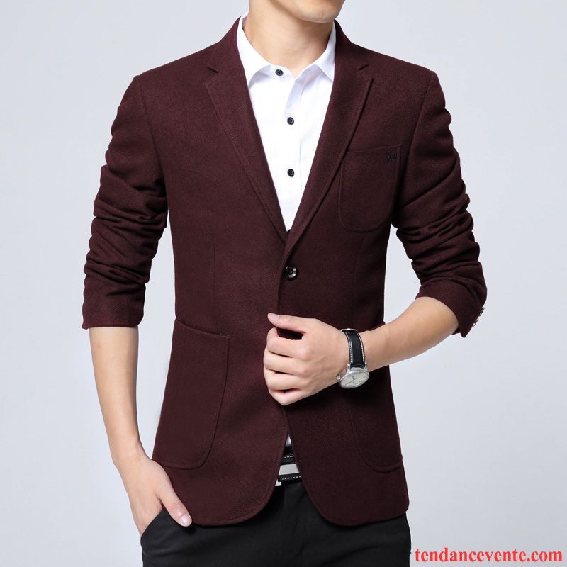 Blazer Doudoune Homme Hiver Jeunesse L'automne Pardessus Slim Costume Britanique Tendance Homme Une Veste Décontractée Lilas Pas Cher