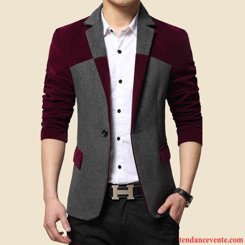 Blazer En Cuir Avec Capuche Homme La Laine Homme Pardessus Slim Plus De Velours L'automne Décontractée Costume Jeunesse