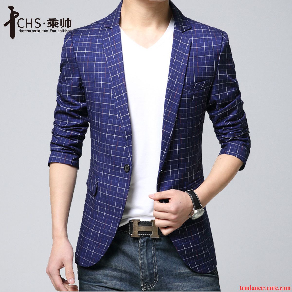 Blazer En Cuir Pour Homme Homme Pardessus Une Veste Costume Slim Taillissime Décontractée Carreaux Britanique Mode Jeunesse L'automne