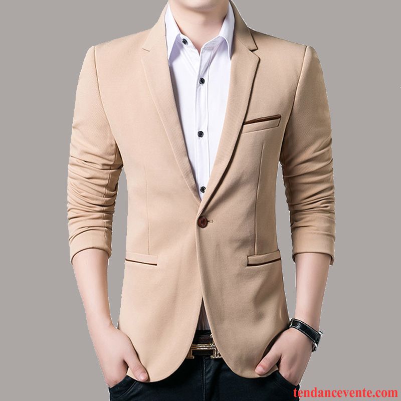 Blazer Faux Cuir Homme Décontractée Slim Jeunesse Légère Une Veste L'automne Britanique Homme Tendance Pardessus