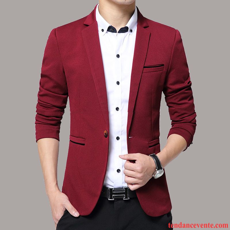 Blazer Faux Cuir Homme Décontractée Slim Jeunesse Légère Une Veste L'automne Britanique Homme Tendance Pardessus