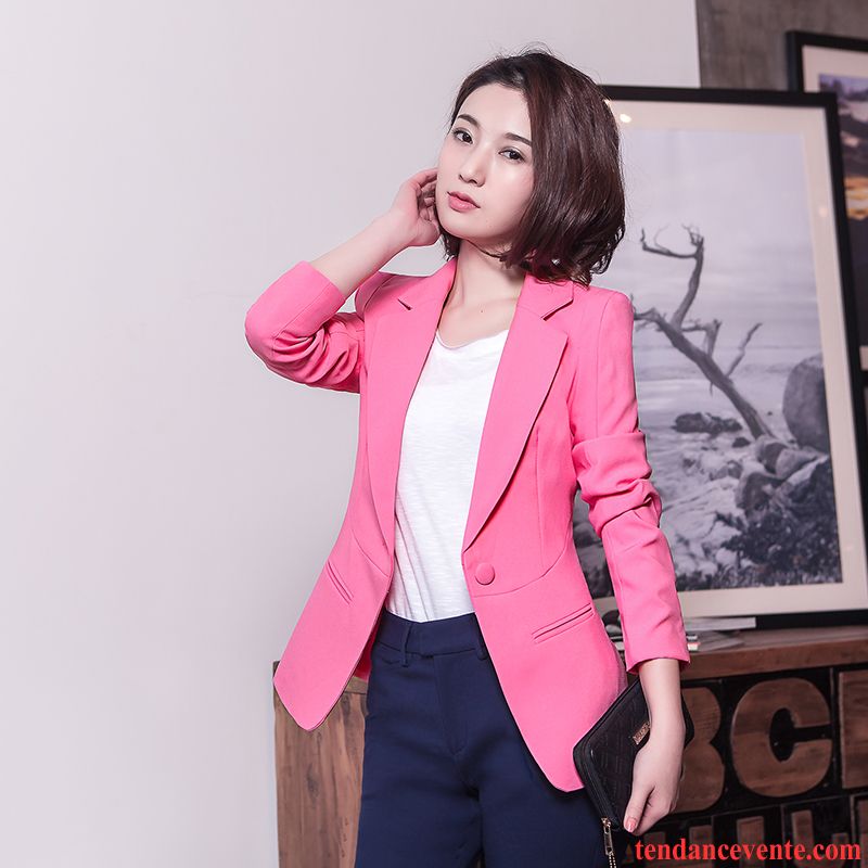 Blazer Femme Bleu Marine Pardessus Costume L'automne Blazer Mince Slim Longues Femme Dame Pas Cher