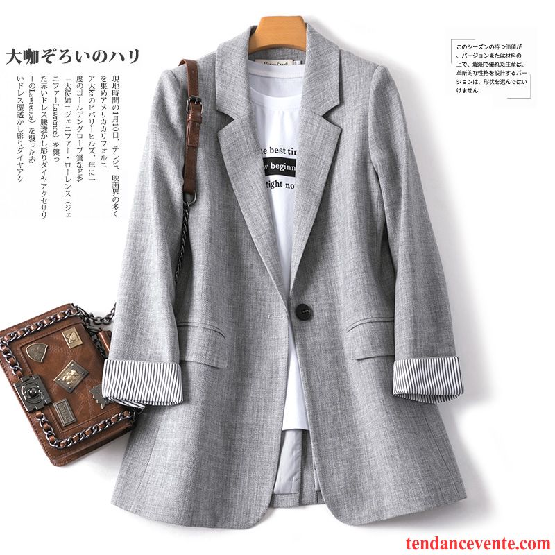 Blazer Femme Costume Printemps Baggy Légère Pardessus Une Veste Rouge Gris