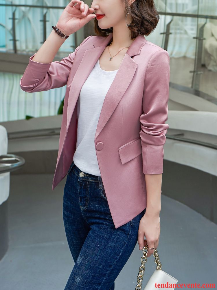 Blazer Femme Costume Slim Dame Tous Les Assortis Décontractée Pardessus Noir Rouge Rose