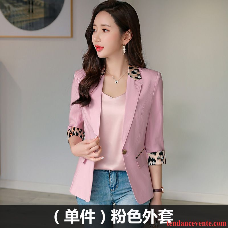 Blazer Femme Court Mode Mince Été Dame Slim Rose Jaune