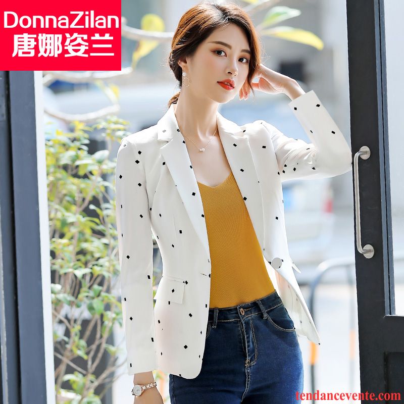 Blazer Femme Court Pardessus Tous Les Assortis Une Veste L'automne Décontractée Blanc Rouge