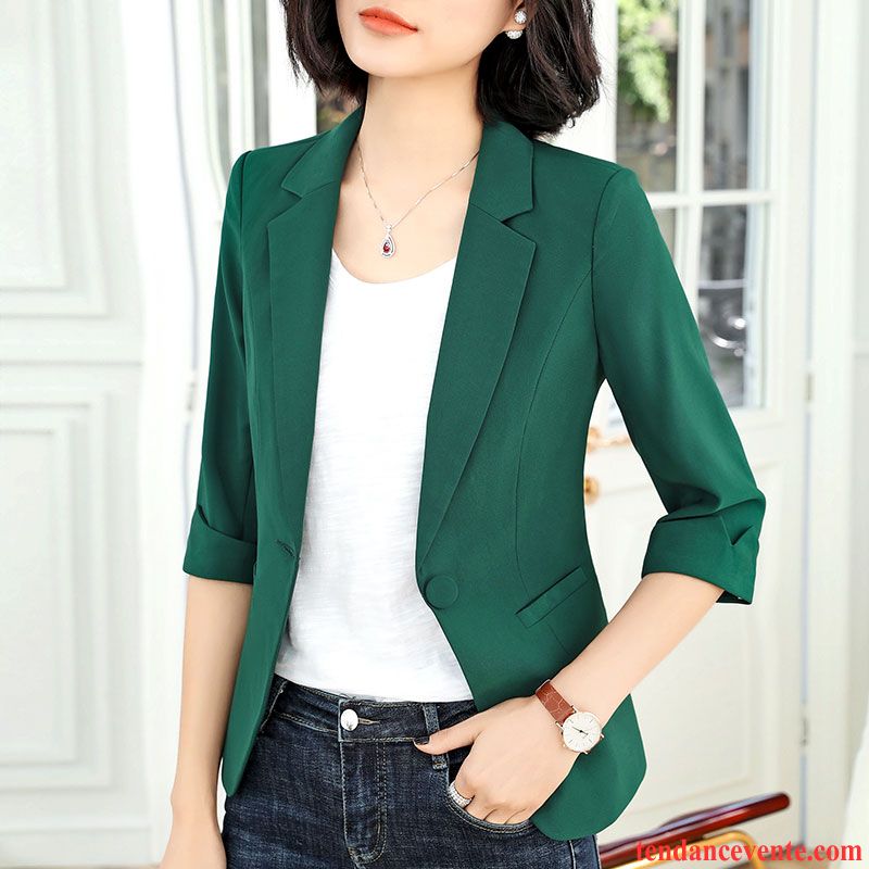 Blazer Femme Court Tempérament Printemps Slim L'automne Une Veste Blanc Vert