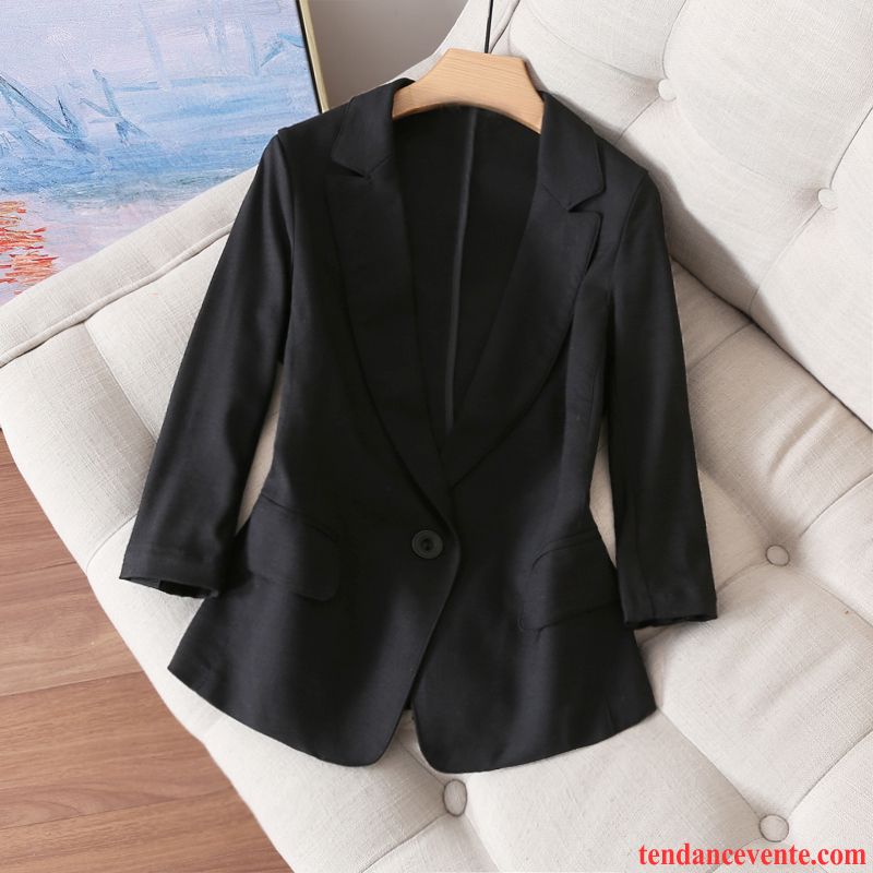 Blazer Femme Courte Pardessus Printemps Légère Slim Décontractée Noir