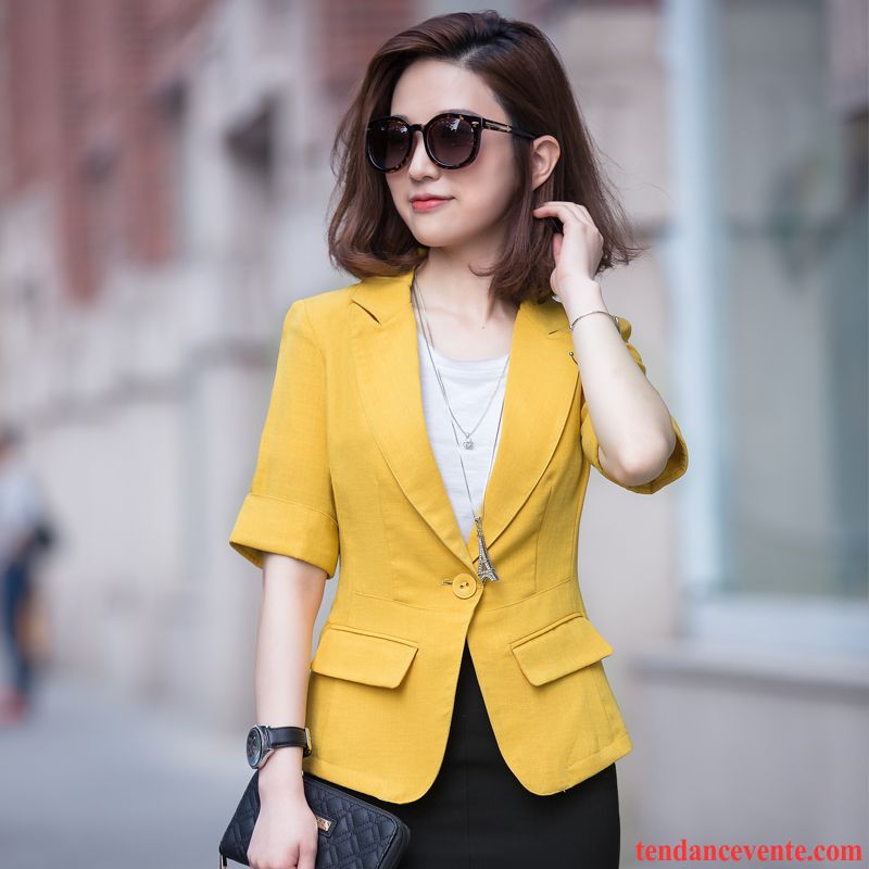 Blazer Femme Dame Décontractée Courte Slim Été Légère Bleu