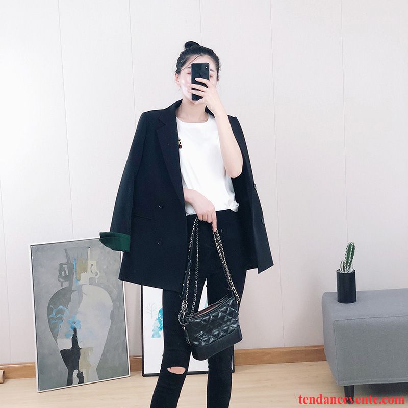 Blazer Femme Décontractée L'automne Pardessus Baggy Une Veste Costume Vert Foncé Noir Rouge