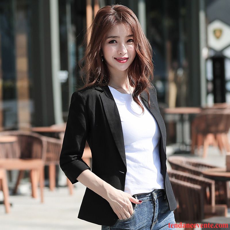 Blazer Femme Décontractée Pardessus Matelassé Court Légère Slim Blanc