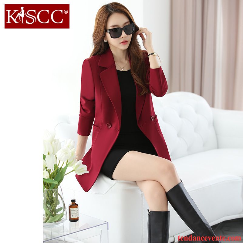 Blazer Femme Grise Longues Renforcé Tendance Slim Hiver Femme L'automne Chauds Pardessus Manteau Mode Blazer Bleu Pas Cher