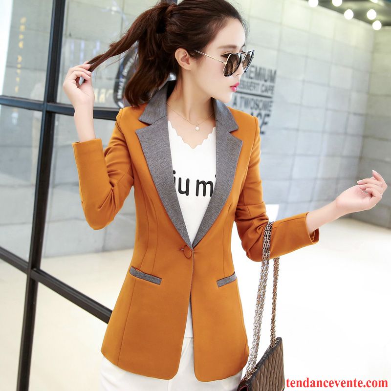 Blazer Femme Grise Taillissime Dame Décontractée Blazer Mince Épissure Pardessus Femme Printemps Slim L'automne Tomate