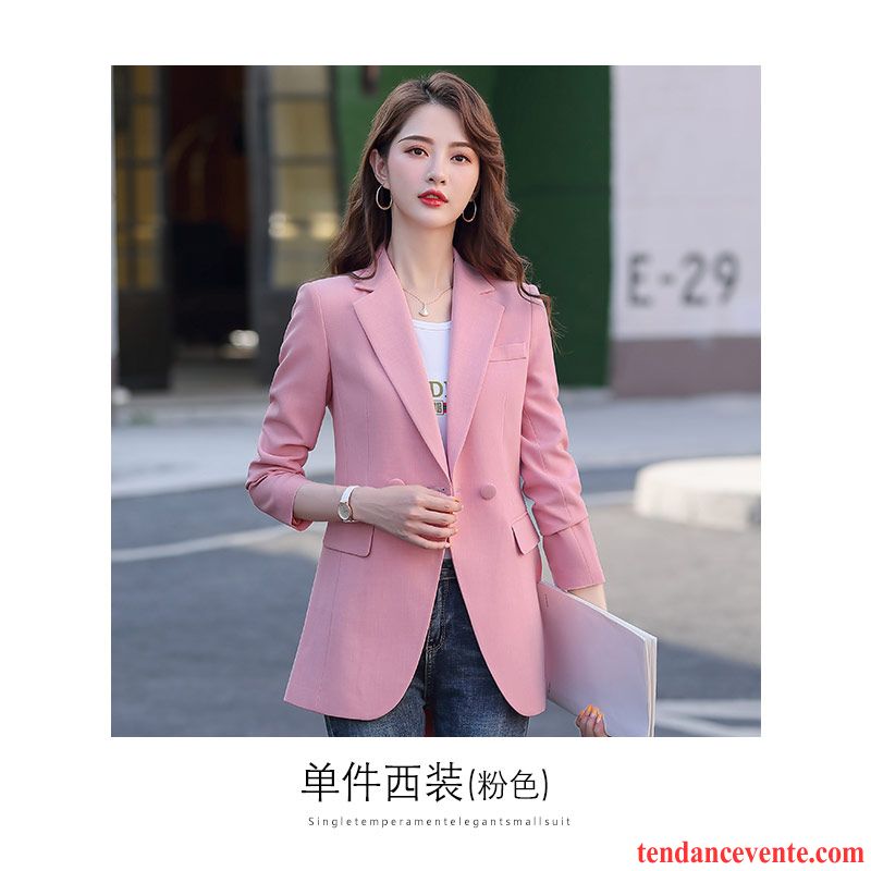 Blazer Femme Longue Printemps Taillissime Britanique Dame Une Veste Rouge Rose