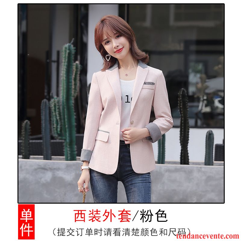 Blazer Femme Mode Costume Printemps Style Chaud Tempérament Dame Rouge Rose