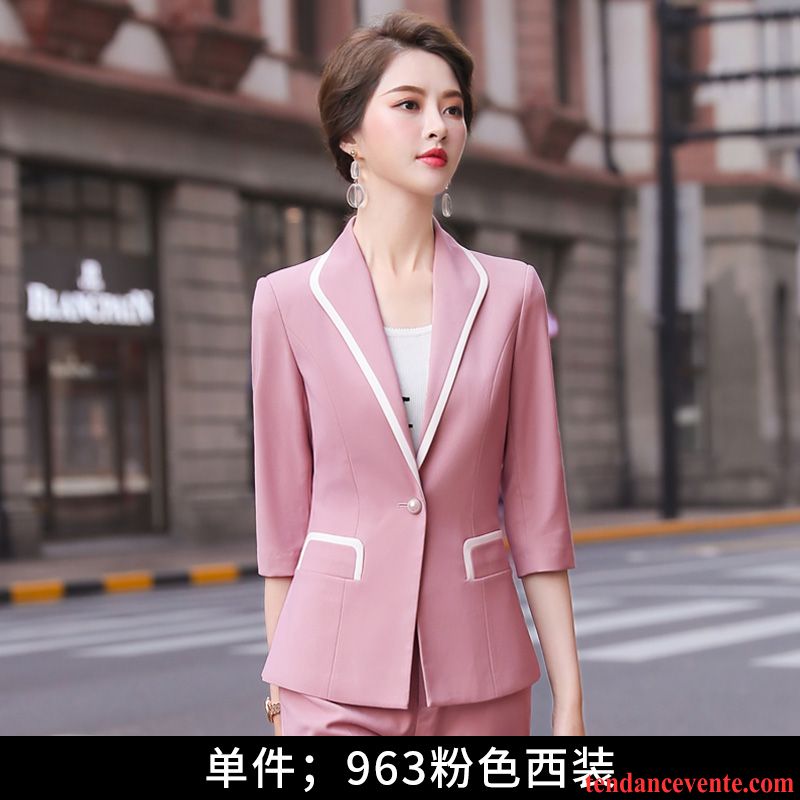 Blazer Femme Mode Pardessus Décontractée Tempérament Printemps Ensemble Rose