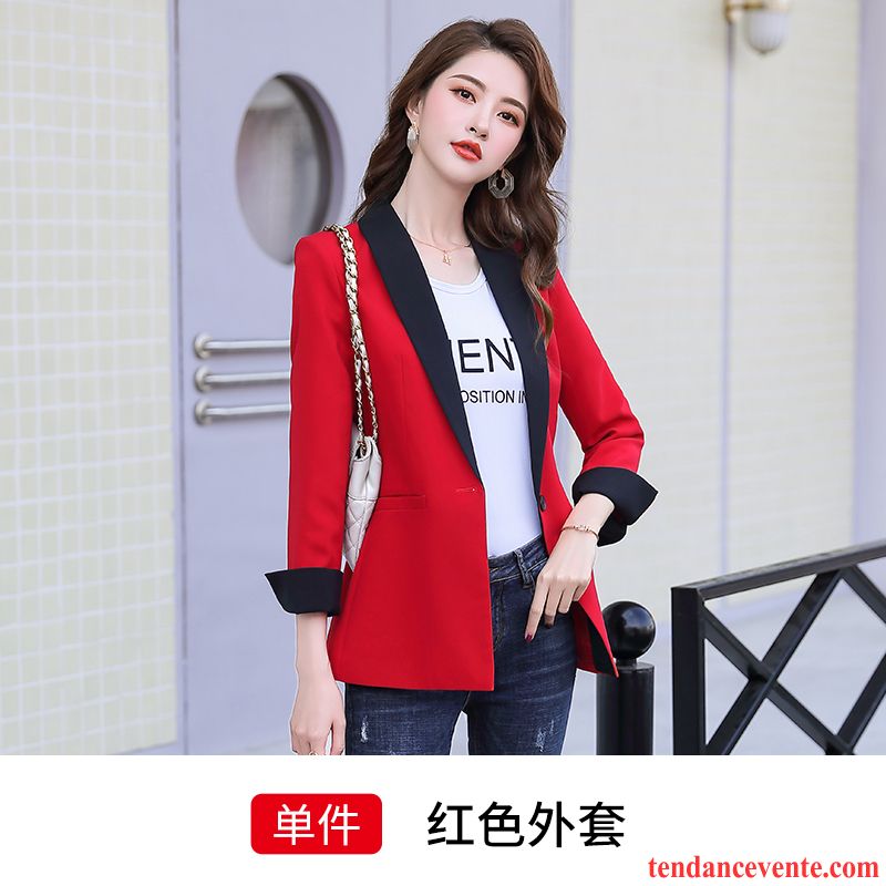 Blazer Femme Pardessus Slim Mode Tous Les Assortis Printemps Rouge