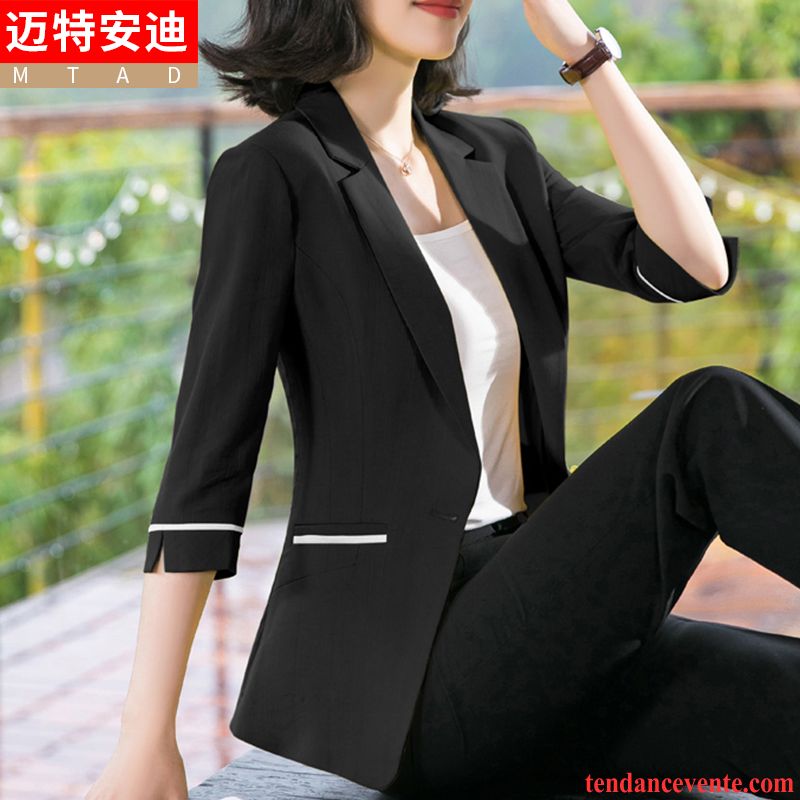 Blazer Femme Pardessus Été Une Veste Manche Mode Court Gris