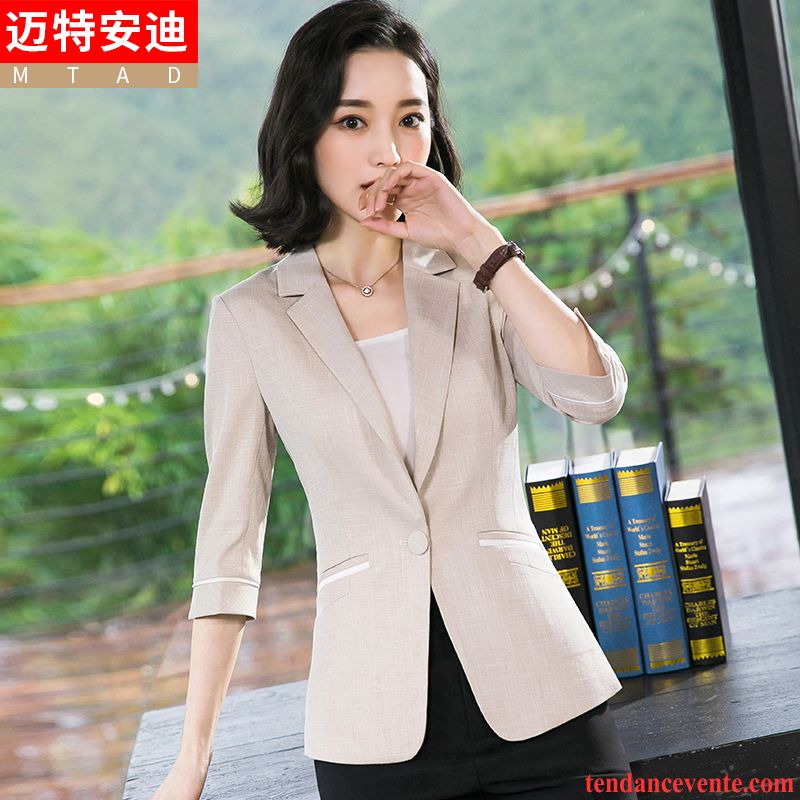 Blazer Femme Pardessus Été Une Veste Manche Mode Court Gris