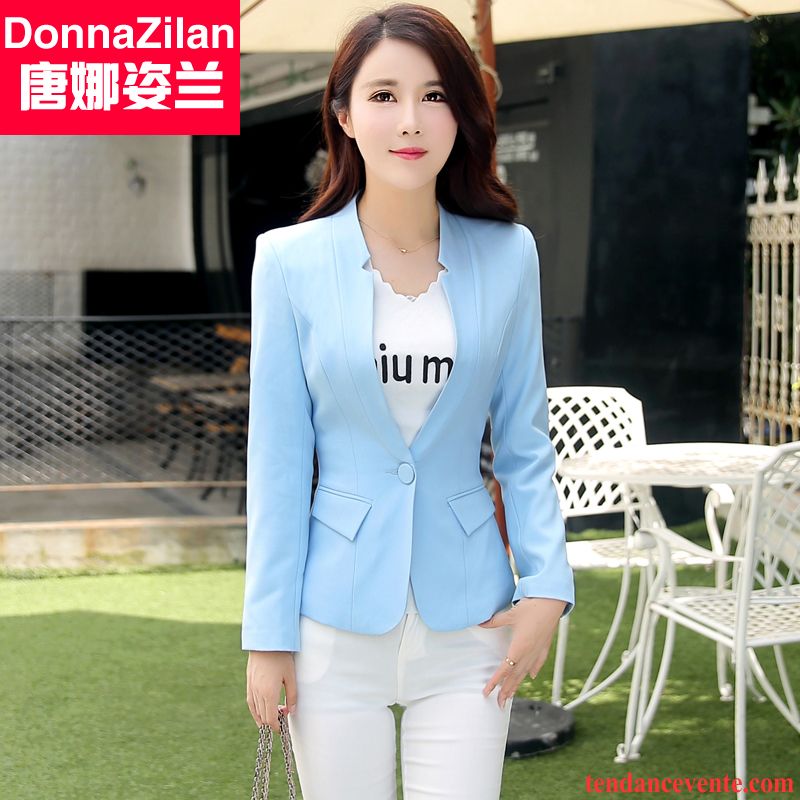 Blazer Femme Rose L'automne Longues Pardessus Une Veste Dame Courte Blazer Slim Femme Blanc Pas Cher